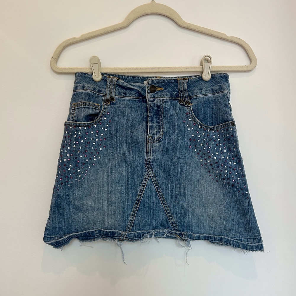 Y2K Bedazzled Denim Miniskirt 🪩 vintage size XS